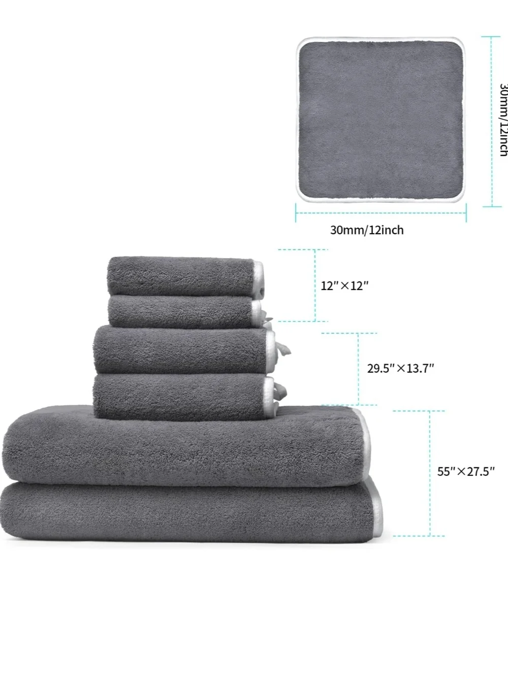 Plush Grey Bath Towel Set - Soft & Absorbent